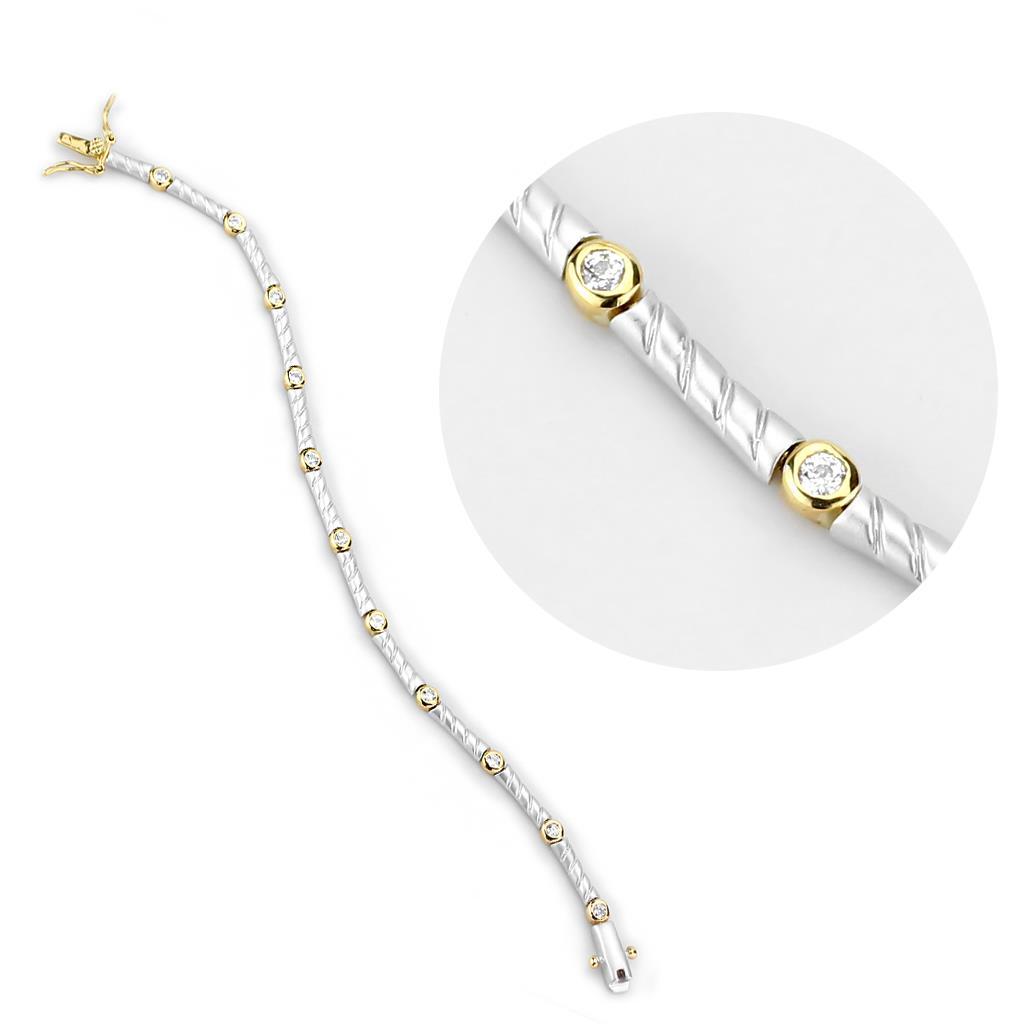 LO4734 - Brass Bracelet Gold+Rhodium Women AAA Grade CZ Clear