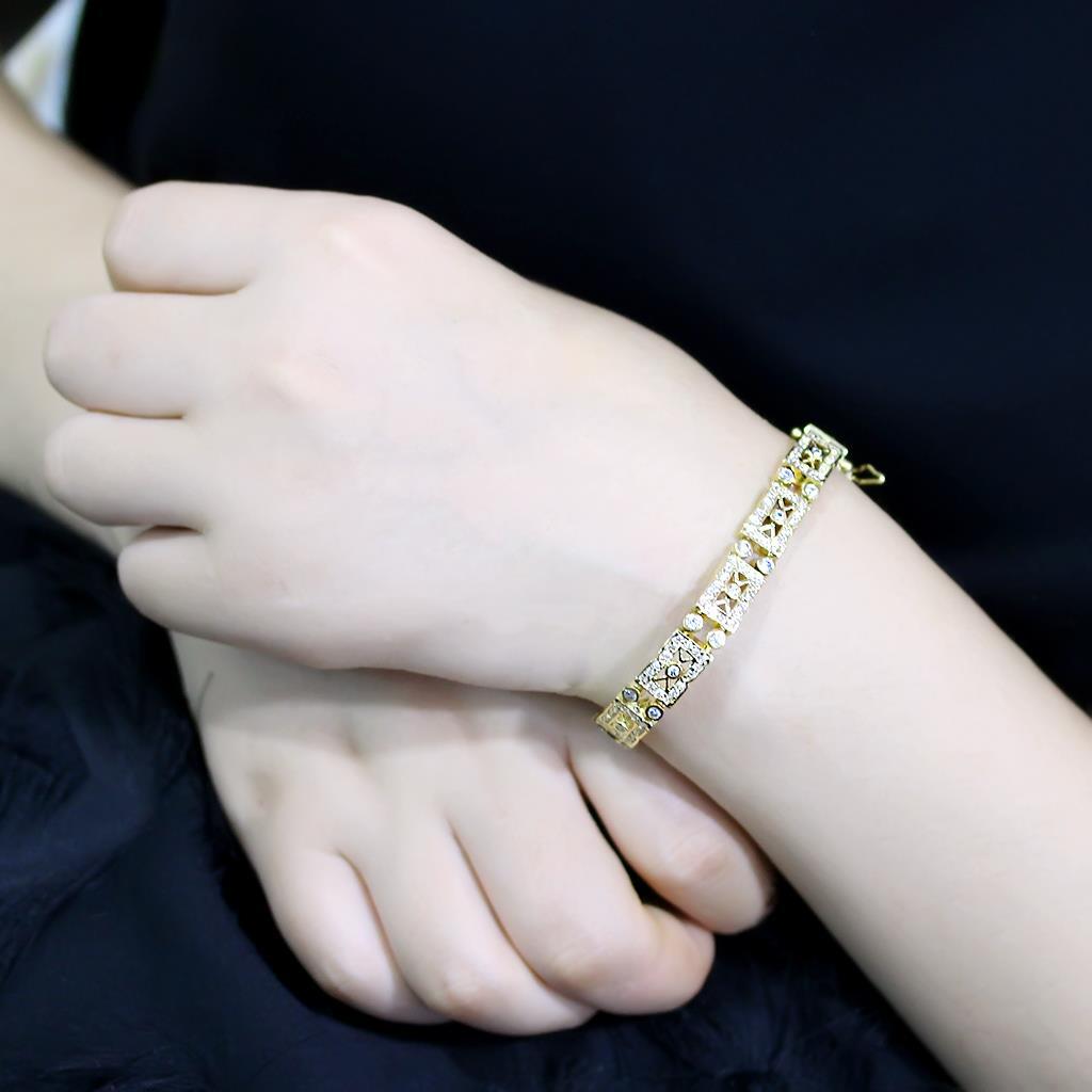 LO4735 - Brass Bracelet Gold Women AAA Grade CZ Clear