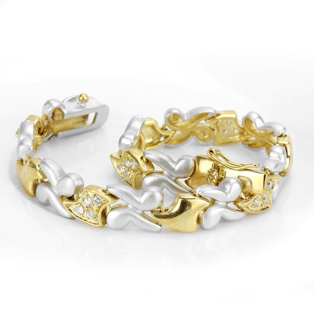 LO4736 - Brass Bracelet Gold+Rhodium Women AAA Grade CZ Clear