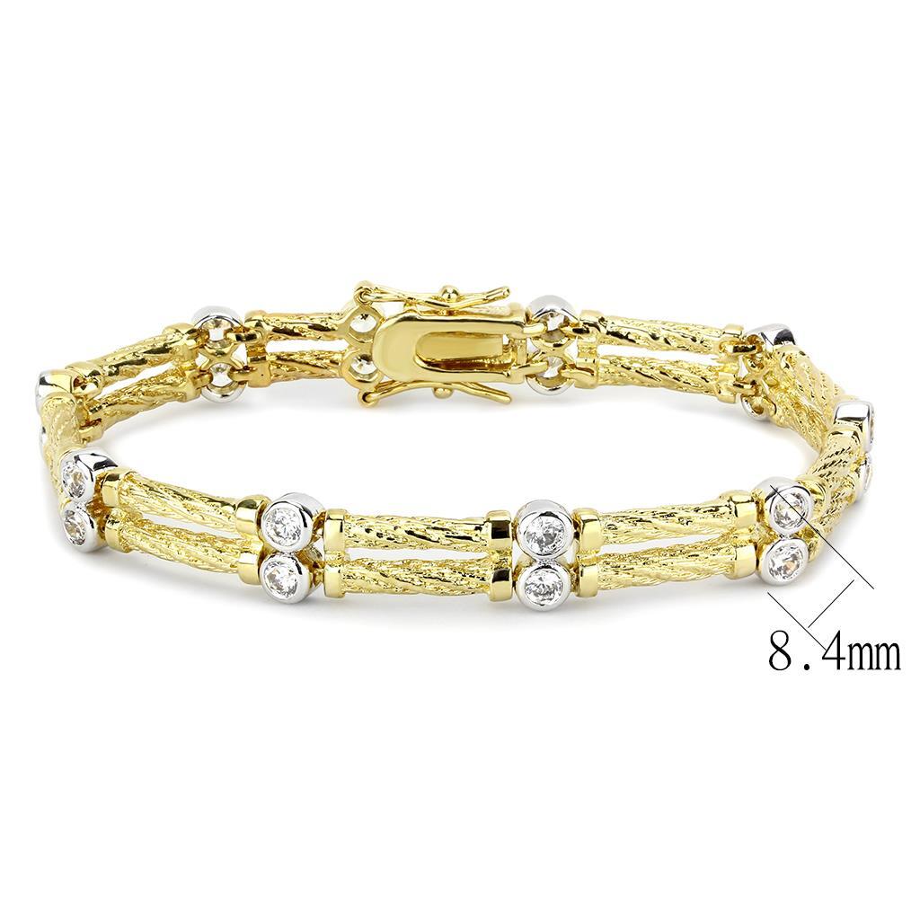LO4737 - Brass Bracelet Gold+Rhodium Women AAA Grade CZ Clear