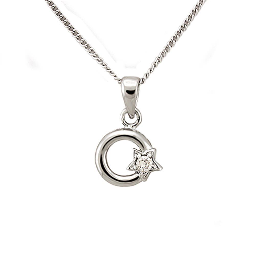 LOA1354 - Brass Chain Pendant Rhodium Women AAA Grade CZ Clear