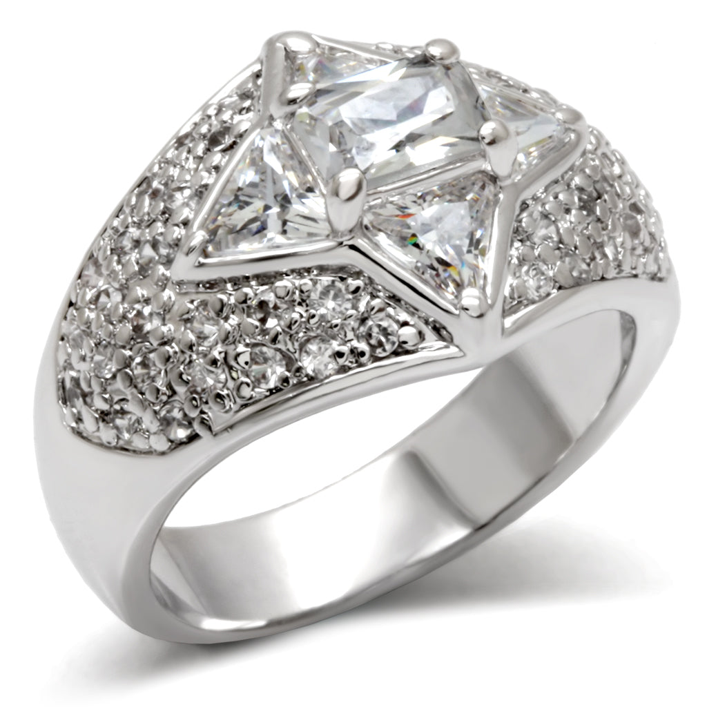 LOA477 - 925 Sterling Silver Ring High-Polished Women AAA Grade CZ Clear