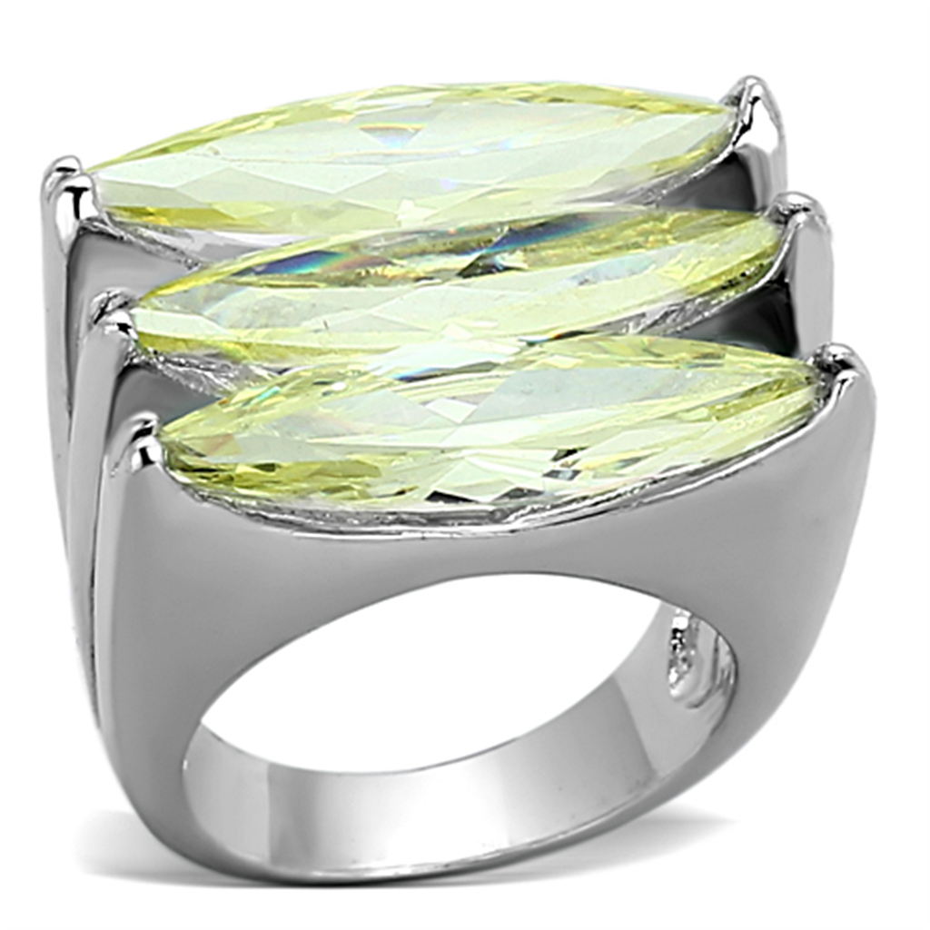 LOA916 - Brass Ring Rhodium Women AAA Grade CZ Apple Green color