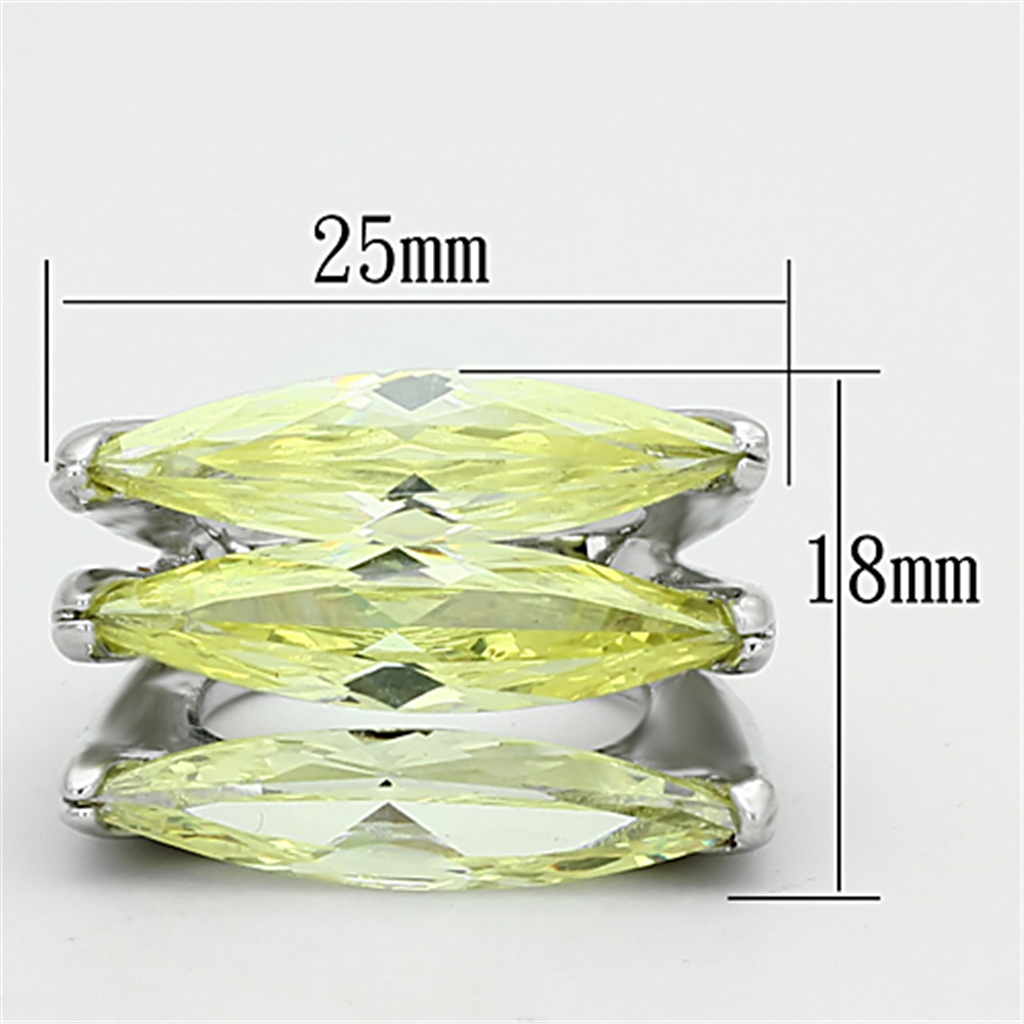 LOA916 - Brass Ring Rhodium Women AAA Grade CZ Apple Green color