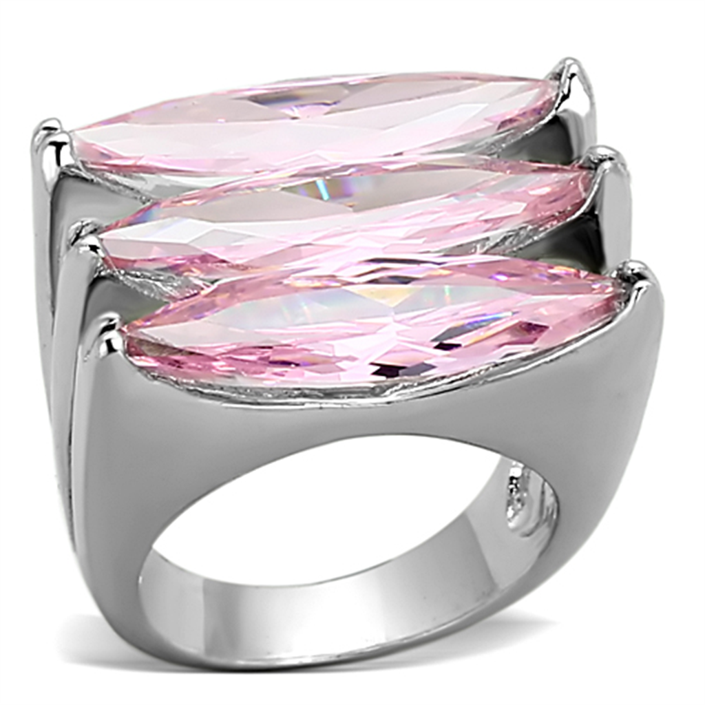 LOA919 - Brass Ring Rhodium Women AAA Grade CZ Rose