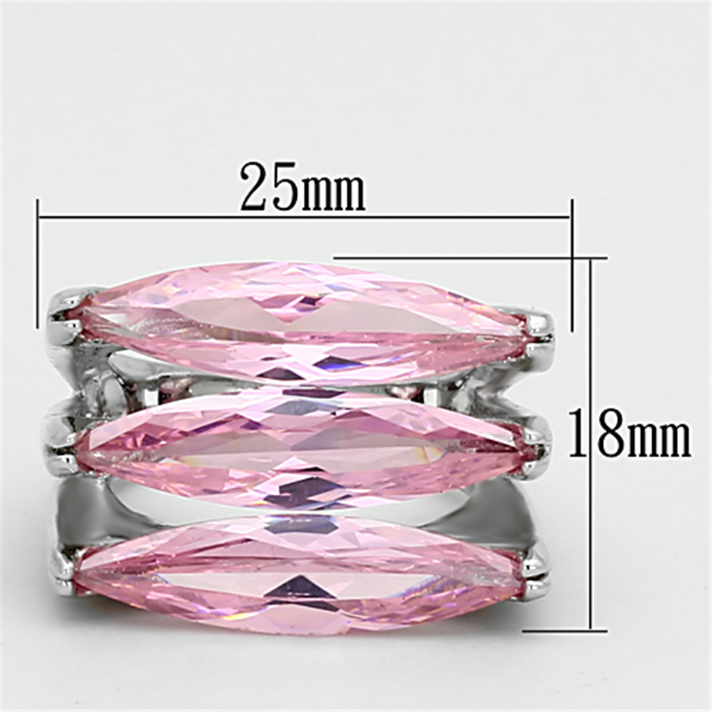 LOA919 - Brass Ring Rhodium Women AAA Grade CZ Rose
