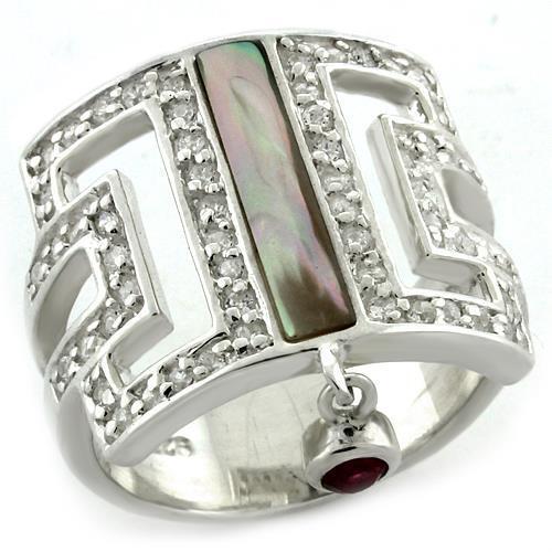 LOAS1122 - 925 Sterling Silver Ring Rhodium Women Precious Stone White AB