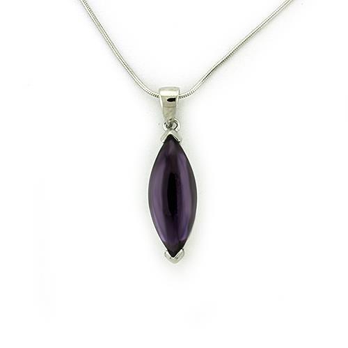 LOAS1316 - 925 Sterling Silver Chain Pendant Rhodium Women AAA Grade CZ Amethyst