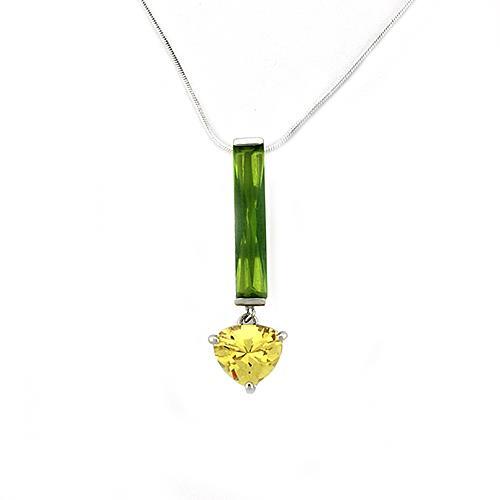 LOAS1324 - 925 Sterling Silver Chain Pendant Rhodium Women AAA Grade CZ Multi Color
