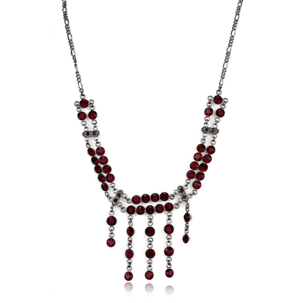 LOS865 - 925 Sterling Silver Necklace Ruthenium Women Top Grade Crystal Siam
