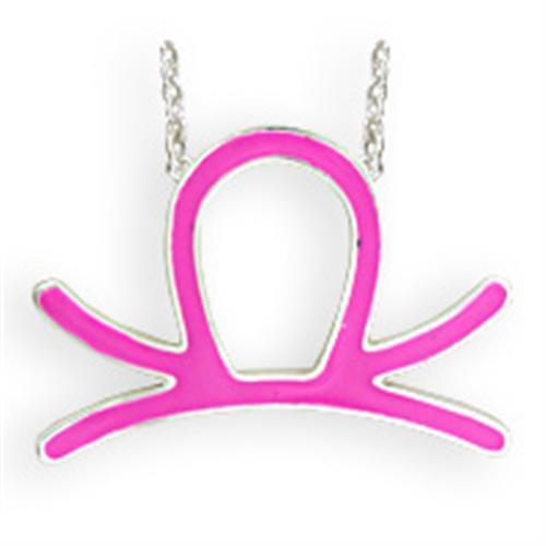 SNK01PINK - Brass Chain Pendant Silver Women Epoxy Rose
