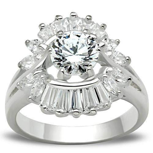 SS039 - 925 Sterling Silver Ring Silver Women AAA Grade CZ Clear