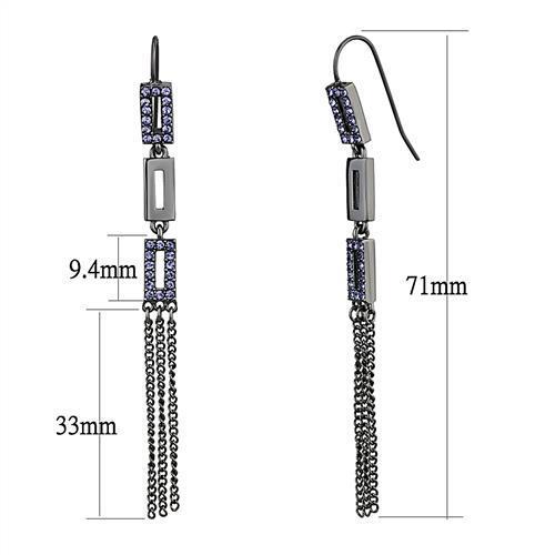 TK2722 - Stainless Steel Earrings IP Light Black (IP Gun) Women Top Grade Crystal Tanzanite