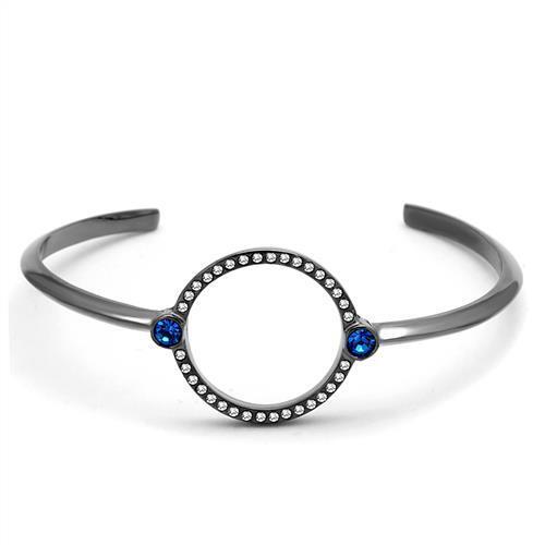 TK2792 - Stainless Steel Bangle IP Light Black (IP Gun) Women Top Grade Crystal Capri Blue