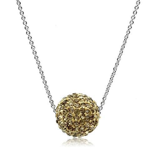 VL057 - Brass Chain Pendant Rhodium Women Top Grade Crystal Topaz