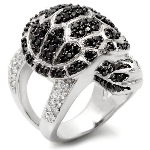 0W005 - Brass Ring Rhodium + Ruthenium Women AAA Grade CZ Jet