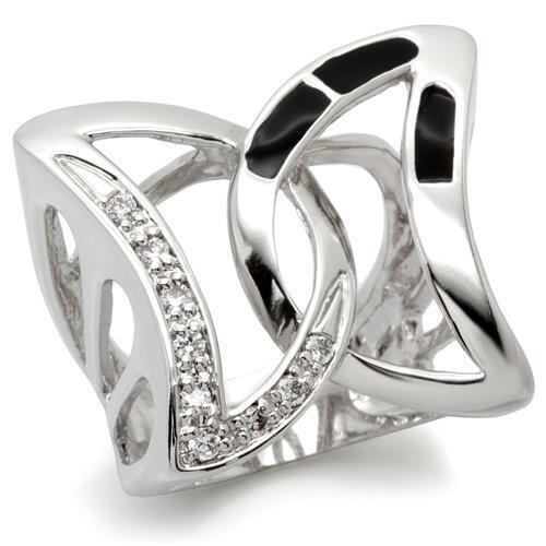 0W050 - Brass Ring Rhodium Women AAA Grade CZ Clear