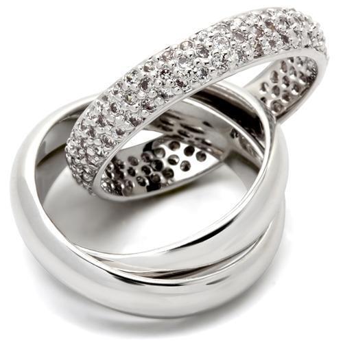 0W065 - Brass Ring Rhodium Women AAA Grade CZ Clear