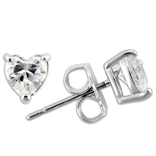 0W165 - 925 Sterling Silver Earrings Rhodium Women AAA Grade CZ Clear