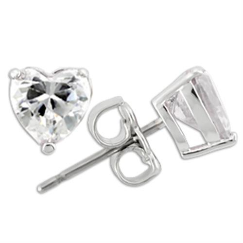 0W166 - 925 Sterling Silver Earrings Rhodium Women AAA Grade CZ Clear