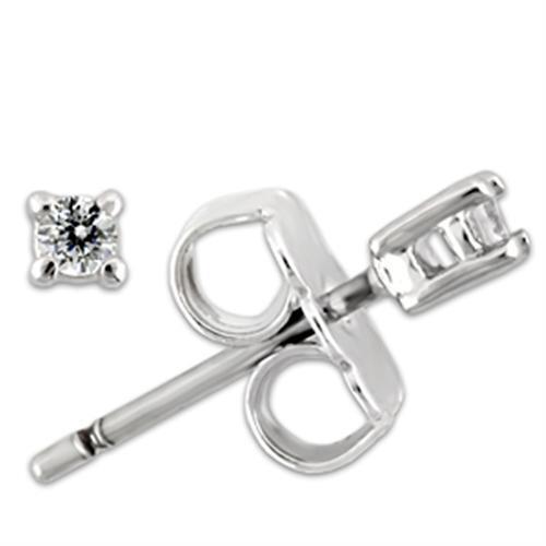 0W168 - 925 Sterling Silver Earrings Rhodium Women AAA Grade CZ Clear