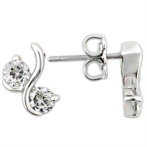 0W176 - 925 Sterling Silver Earrings Rhodium Women AAA Grade CZ Clear