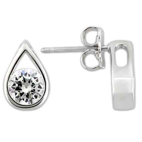 0W180 - 925 Sterling Silver Earrings Rhodium Women AAA Grade CZ Clear