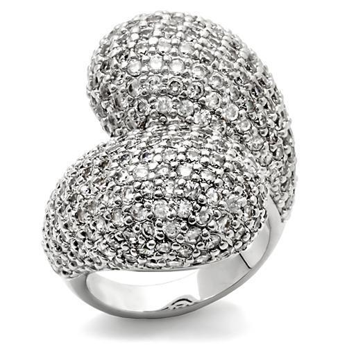 0W216 - Brass Ring Rhodium Women AAA Grade CZ Clear