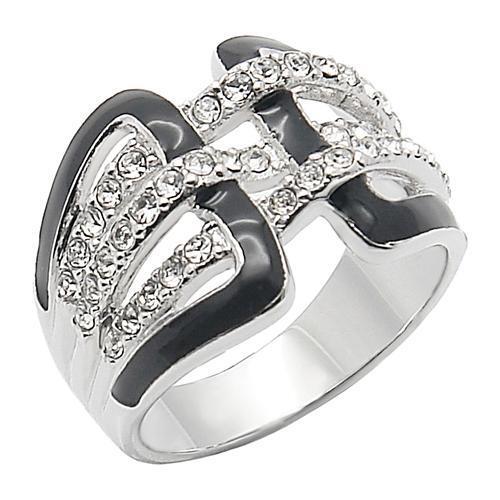 0W258 - Brass Ring Rhodium Women AAA Grade CZ Clear