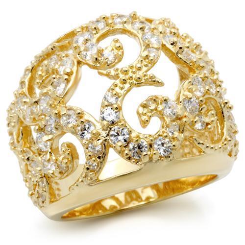 0W274 - Brass Ring Gold Women AAA Grade CZ Clear