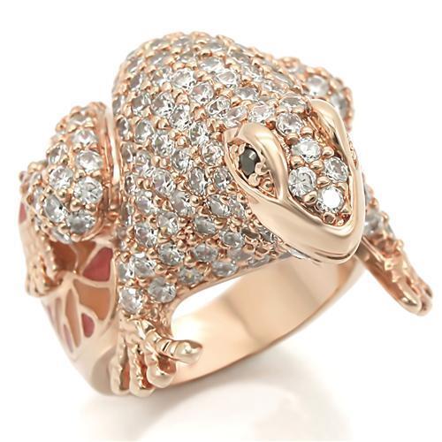 0W283 - Brass Ring Rose Gold Women AAA Grade CZ Jet