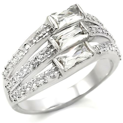 0W331 - Brass Ring Rhodium Women AAA Grade CZ Clear