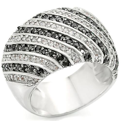 0W351 - Brass Ring Rhodium + Ruthenium Women AAA Grade CZ Jet