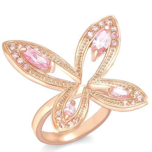 0W381 - Brass Ring Rose Gold Women AAA Grade CZ Rose