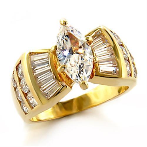 10523 - Brass Ring Gold Women AAA Grade CZ Clear