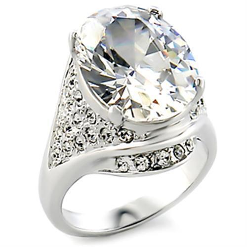 12713 - Brass Ring Rhodium Women AAA Grade CZ Clear