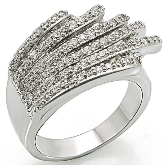 1W018 - Brass Ring Rhodium Women AAA Grade CZ Clear