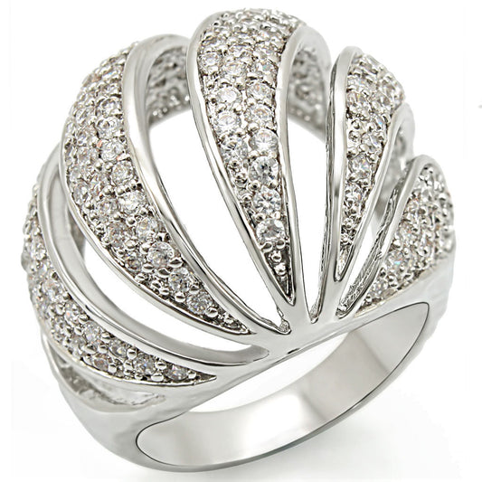 1W019 - Brass Ring Rhodium Women AAA Grade CZ Clear