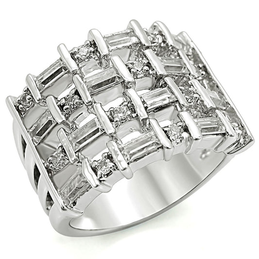 1W024 - Brass Ring Rhodium Women AAA Grade CZ Clear