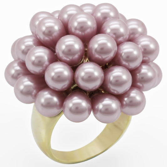 1W051 - Brass Ring Gold Women Synthetic Light Amethyst