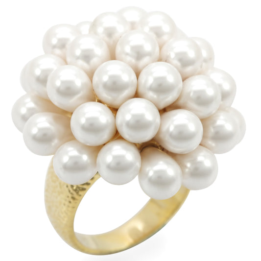 1W052 - Brass Ring Gold Women Synthetic White