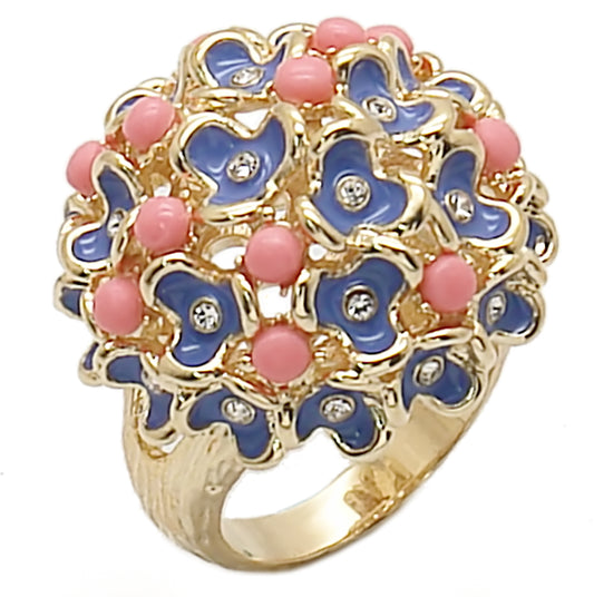 1W106 - Brass Ring Gold Women Semi-Precious Rose