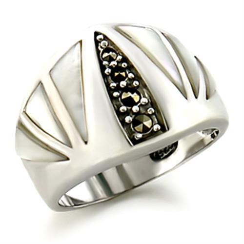 20103 - 925 Sterling Silver Ring Antique Tone Women Precious Stone White