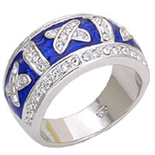 20829 - Brass Ring Rhodium Women Top Grade Crystal Clear