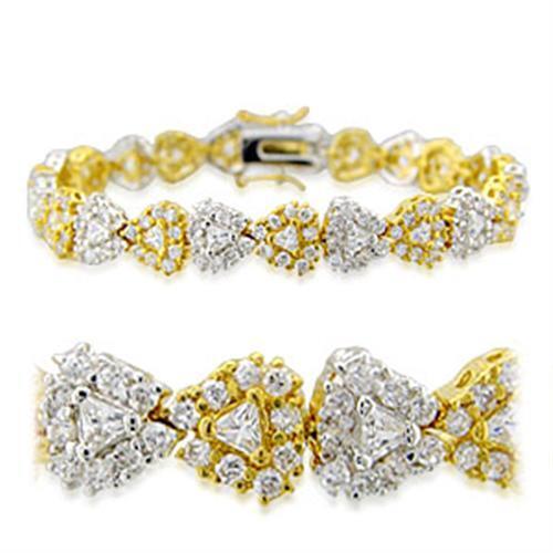 23711 - Brass Bracelet Gold+Rhodium Women AAA Grade CZ Clear