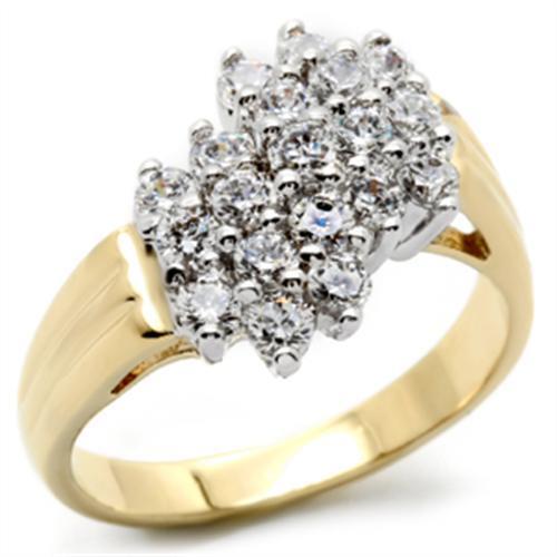 2W012 - Brass Ring Gold+Rhodium Women AAA Grade CZ Clear