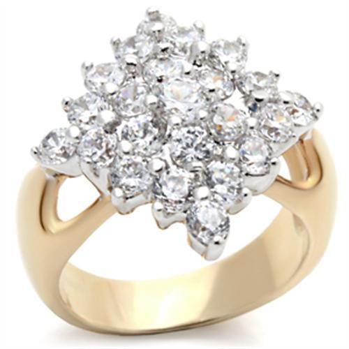 2W024 - Brass Ring Gold+Rhodium Women AAA Grade CZ Clear