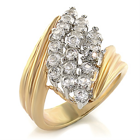 2W029 - Brass Ring Gold+Rhodium Women AAA Grade CZ Clear