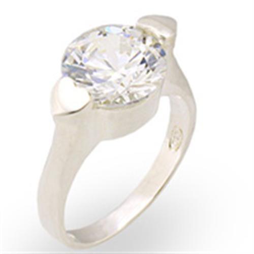 30113 - 925 Sterling Silver Ring High-Polished Women AAA Grade CZ Clear