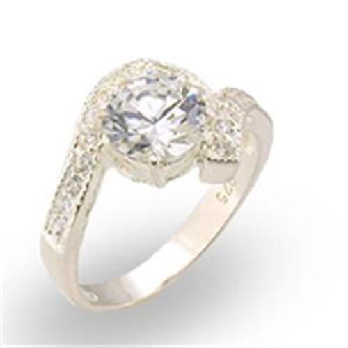 30122 - 925 Sterling Silver Ring High-Polished Women AAA Grade CZ Clear